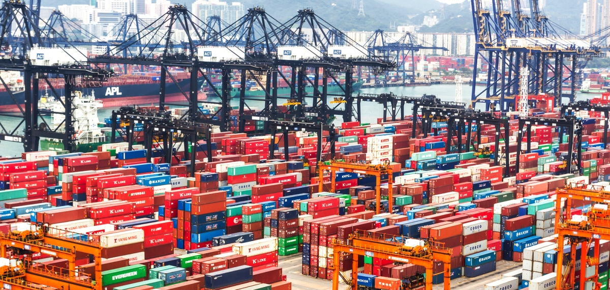 Containers stacked in dock