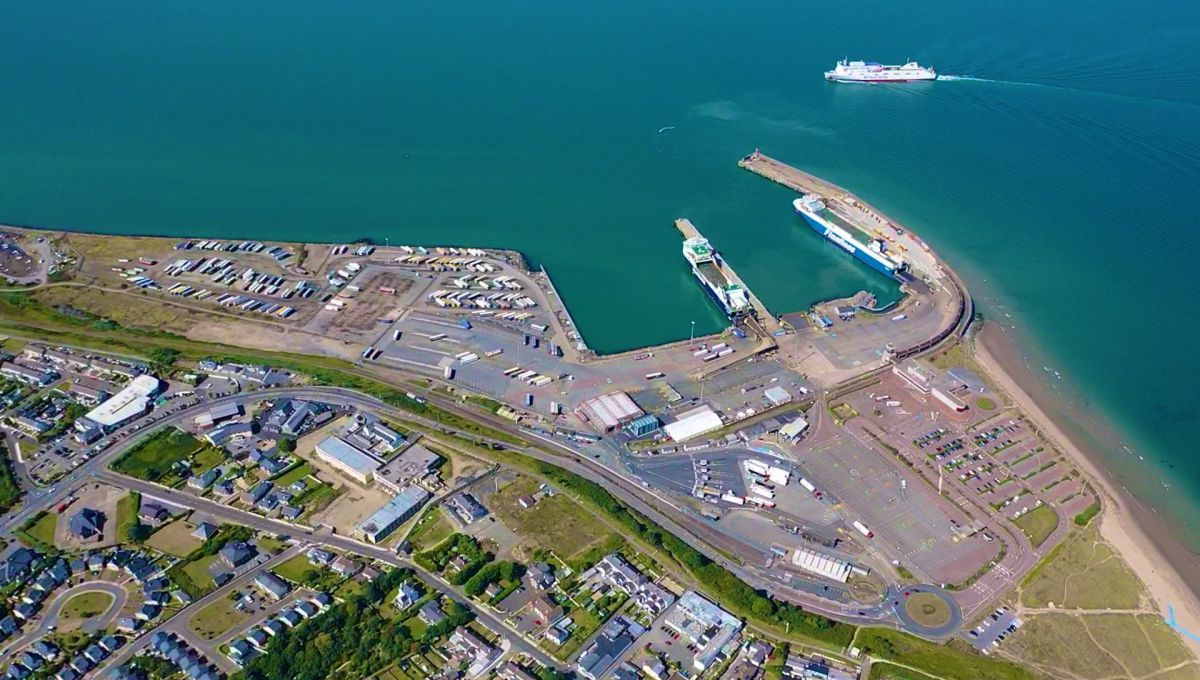 A view from above of Rosslare Europort by the Irish Department of Transport 