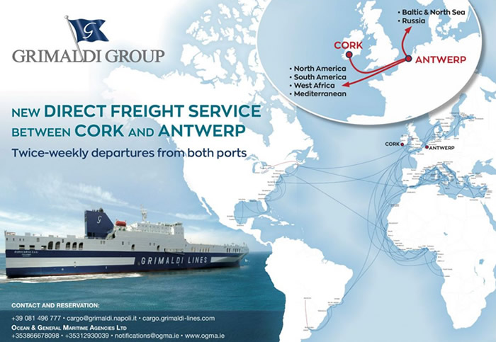 News - Grimaldi launches Antwerp-Cork direct freight line