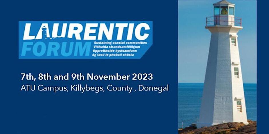 Laurentic Forum logo, tagline, information and lighthouse photo