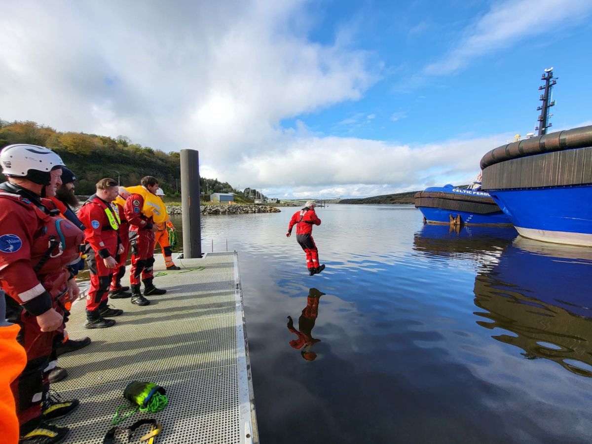 Pilot boat Crew in Cappa braves the elements for swift water training with Paul McNally
