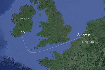 Cork - Antwerp, Belgium Route Map