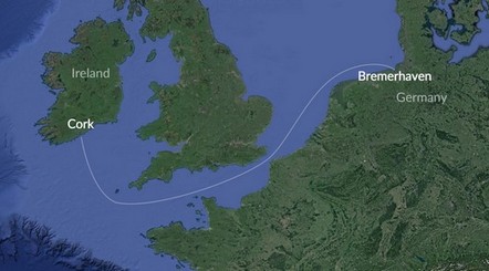 Cork-Bremerhaven, Germany Route Map