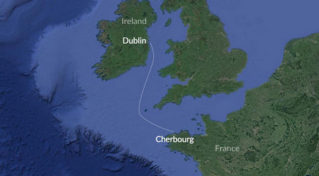 Dublin Cherbourg Route Map