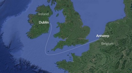 Dublin - Antwerp, Belgium Route Map