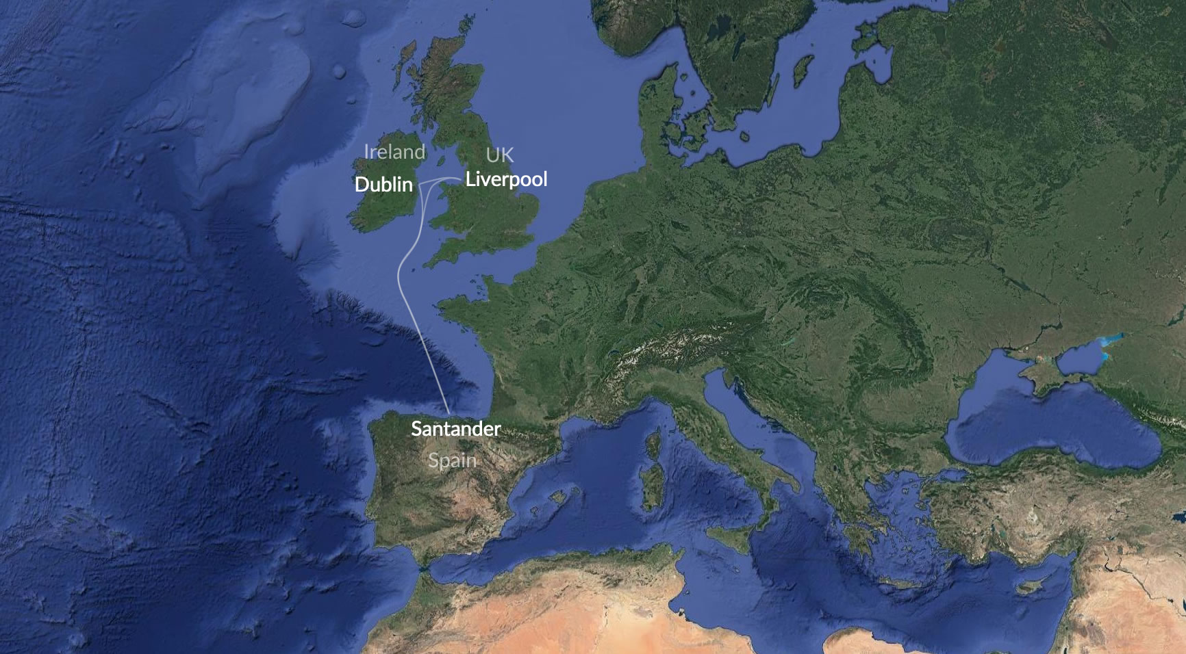 Dublin Liverpool Santander Route Map