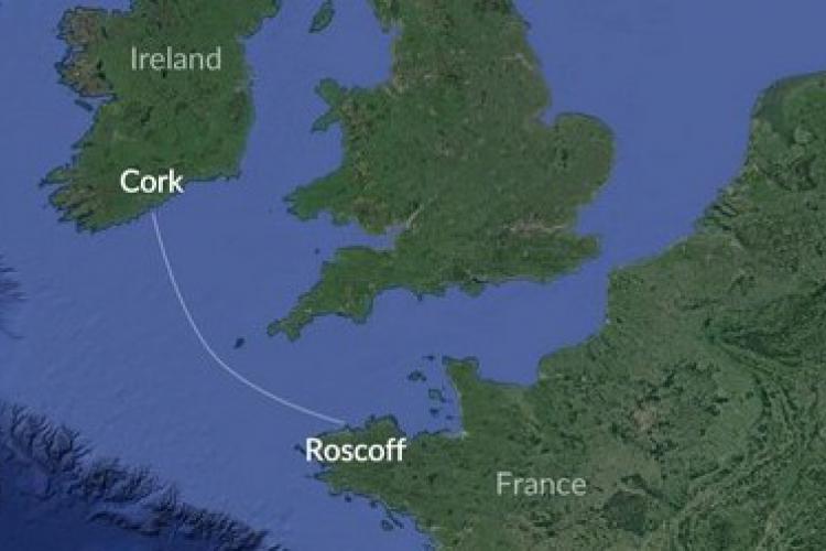 Cork to Roscoff, France Route Map