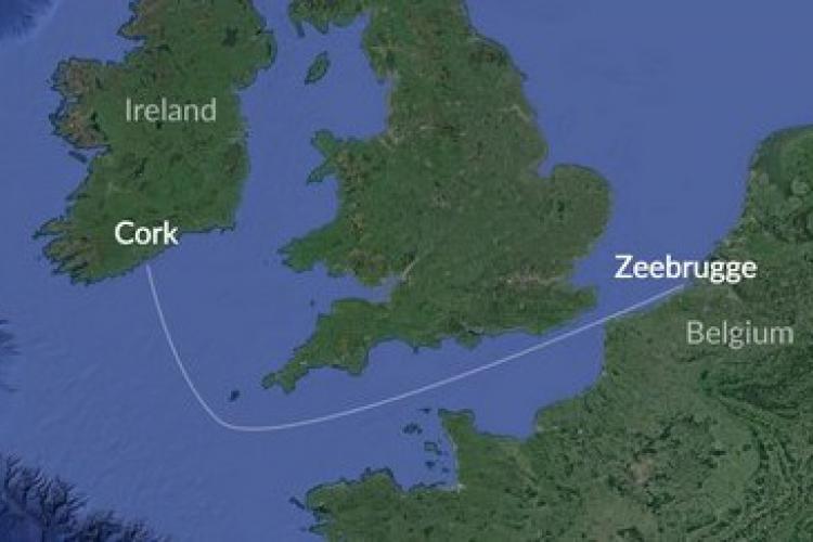 Cork Zeebrugge Route Map