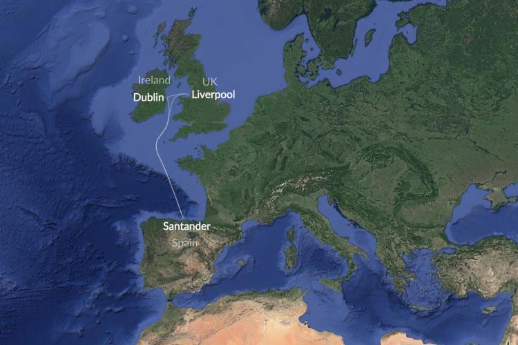 Dublin Liverpool Santander Route Map