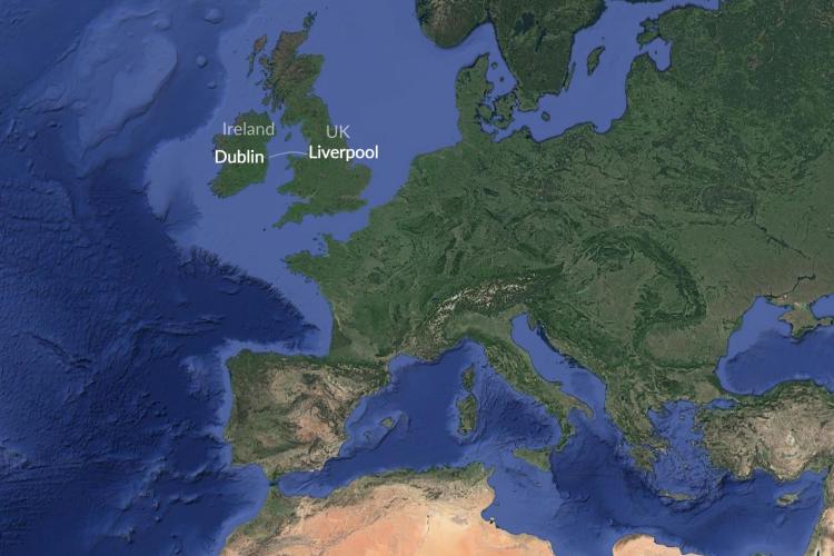 Dublin Liverpool Route Map