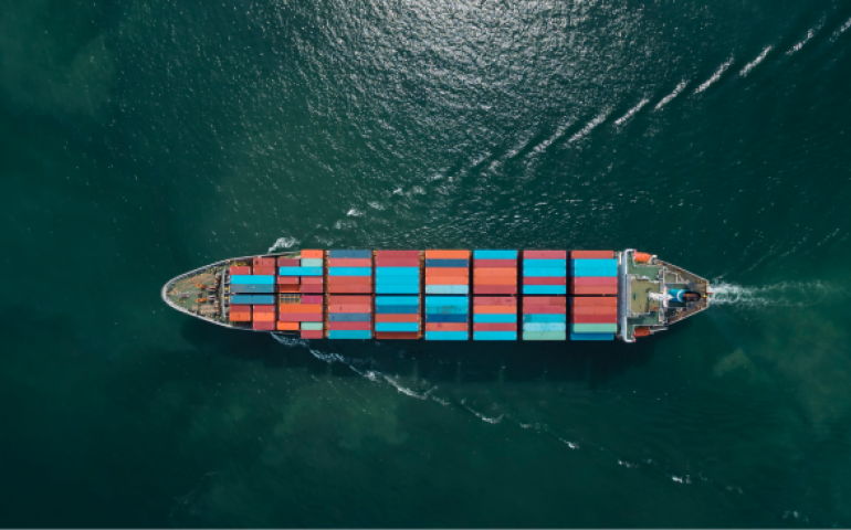 Boat loaded with containers