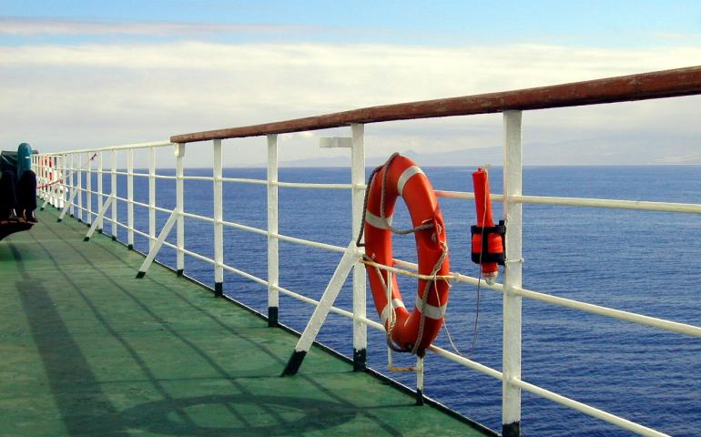 Ship's balcony view.