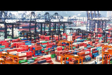 Containers stacked in dock