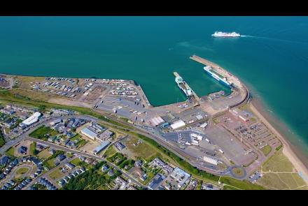 A view from above of Rosslare Europort by the Irish Department of Transport 