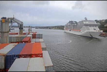 A view of the MSC Virtuosa on the water
