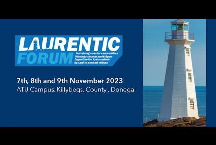 Laurentic Forum logo, tagline, information and lighthouse photo
