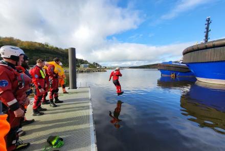 Pilot boat Crew in Cappa braves the elements for swift water training with Paul McNally