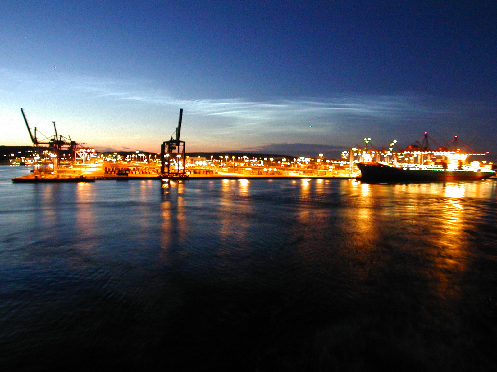 Seaport at night