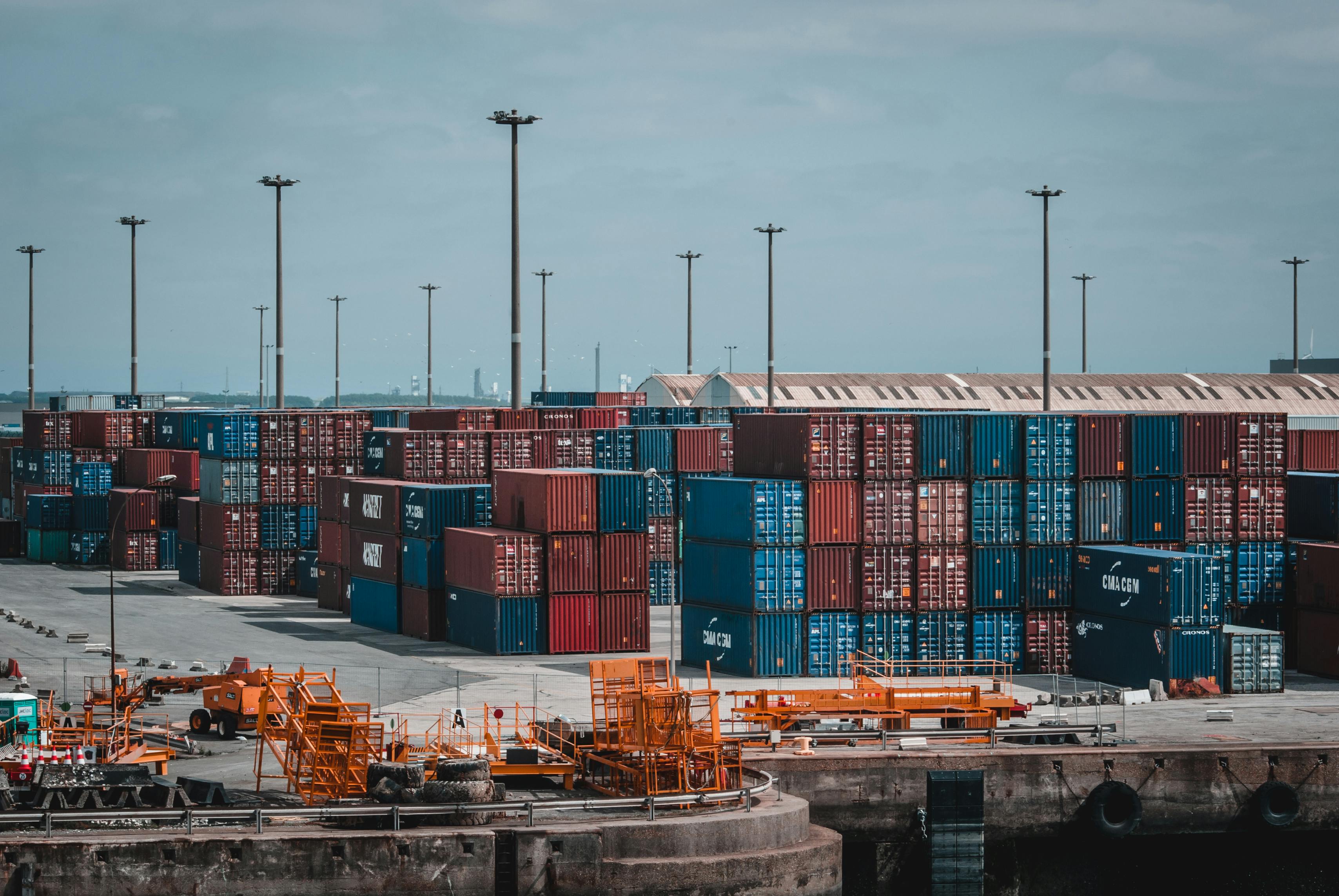 Container stacked at port