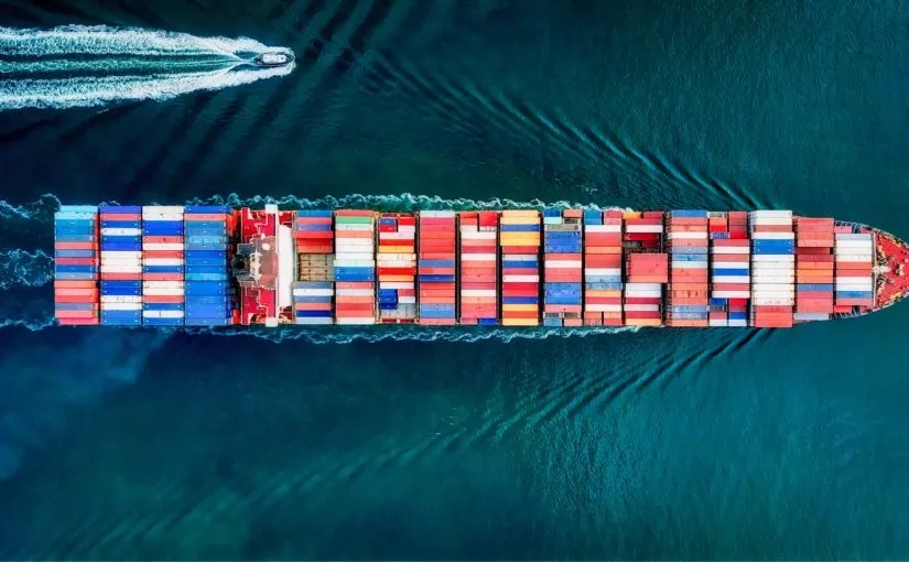 Aerial image of a container ship